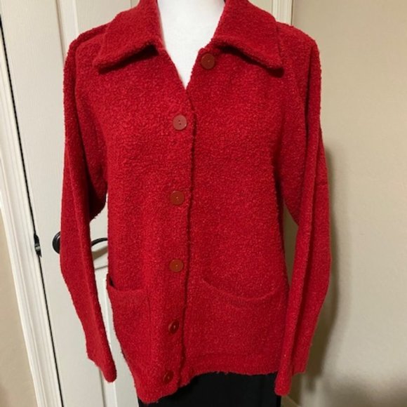 Marisa Christina Sweaters - Marisa Christina sweater, Large, Red, Cardigan, button front.
